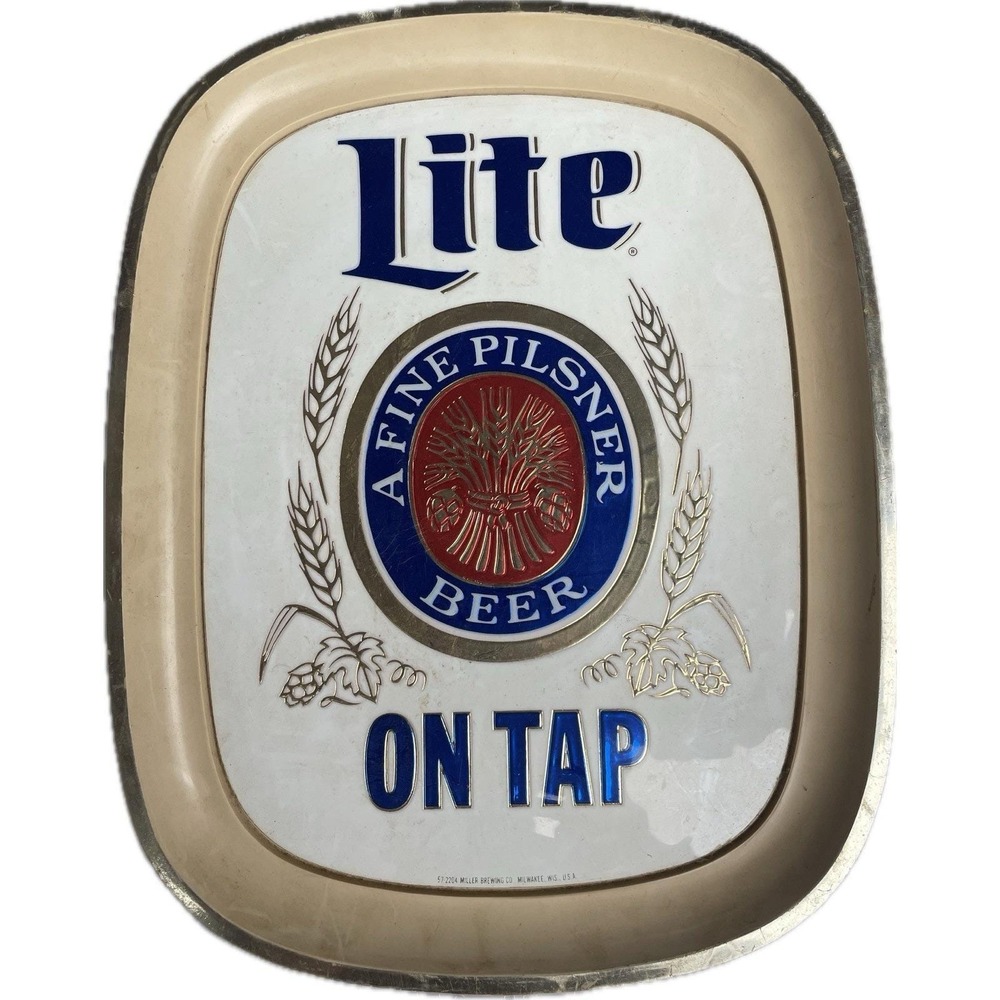 Vintage Miller Lite On Tap Plastic Bar Beer Wall Sign